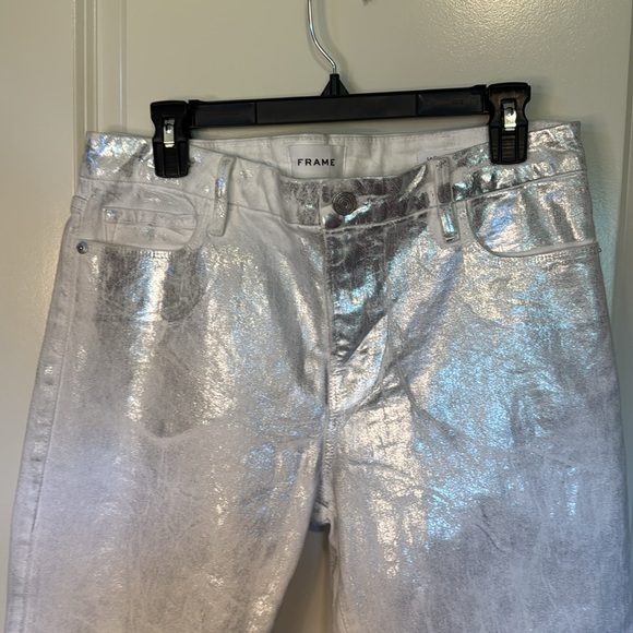 Frame Le Crop Metallic Stretch Mini Boot-Cut Crop Jeans - Picture 6 of 15